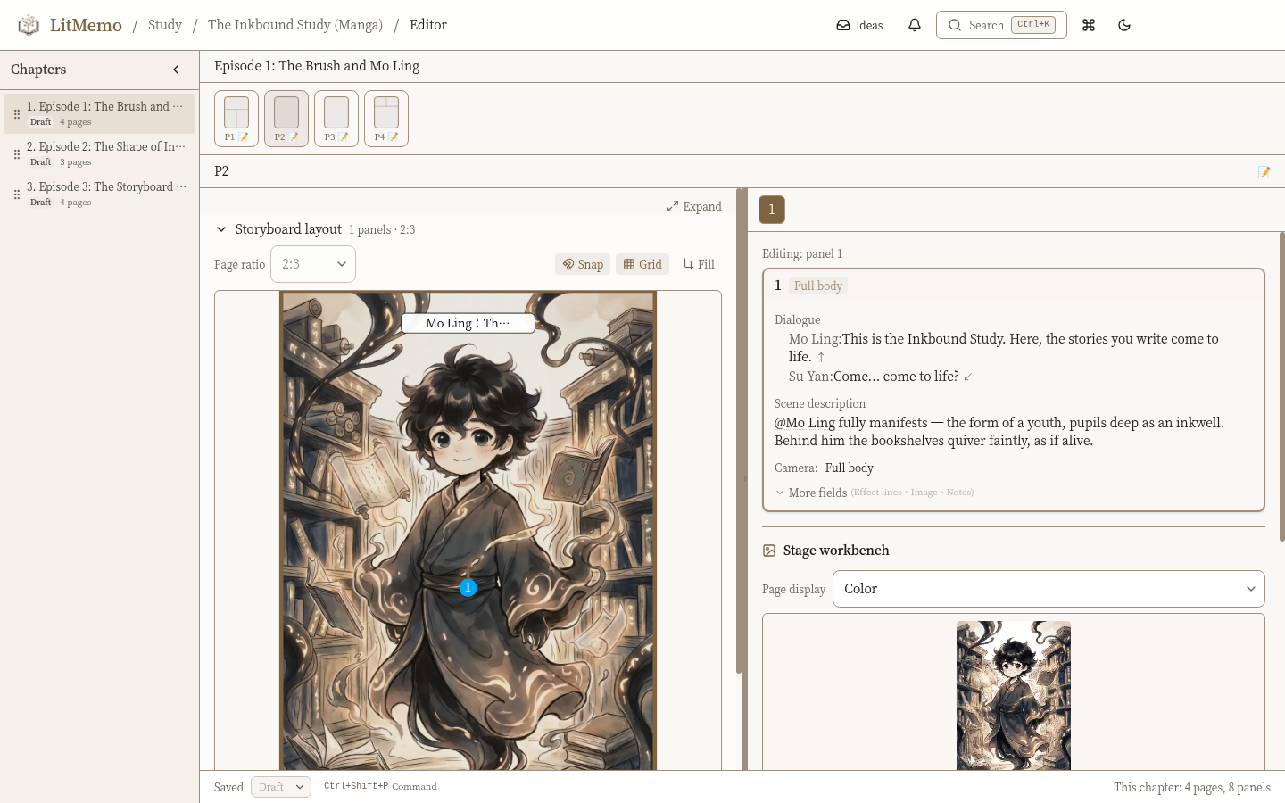 LitMemo AI manga generator — panel-by-panel art that keeps characters on-model feature screen